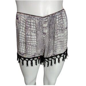 Purple/Grey Snakeskin Short with fringe